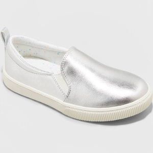 Girls' Nya Slip-On Loafers - Cat & Jack - silver- size 2 - new